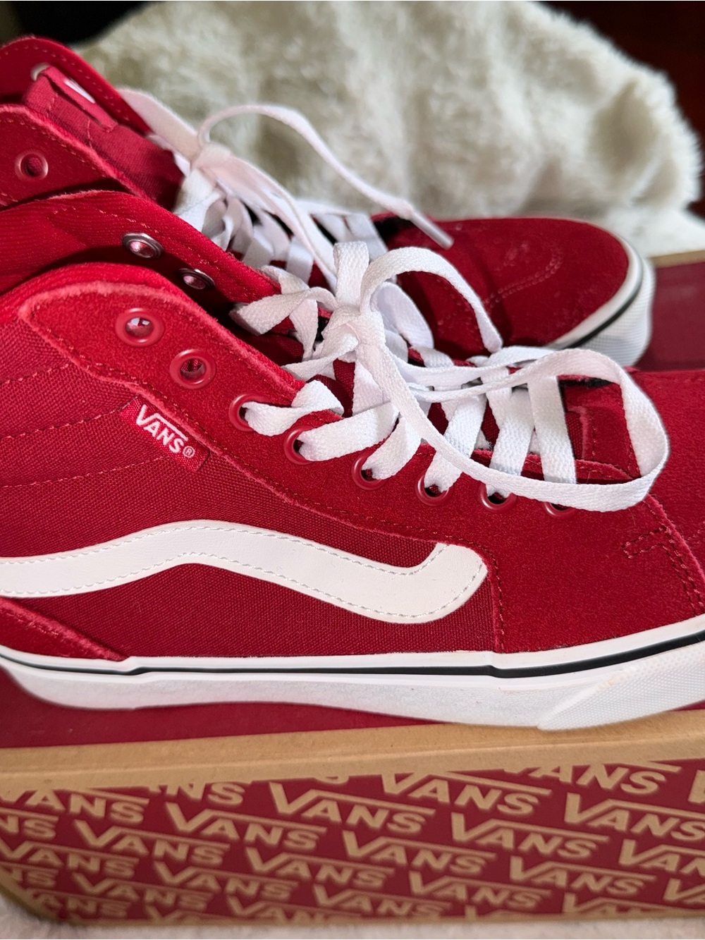 Vans Red Skate Sneakers with White Stripe